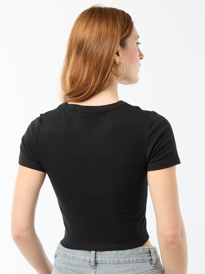 Camiseta crop básica Negro - Kiabi