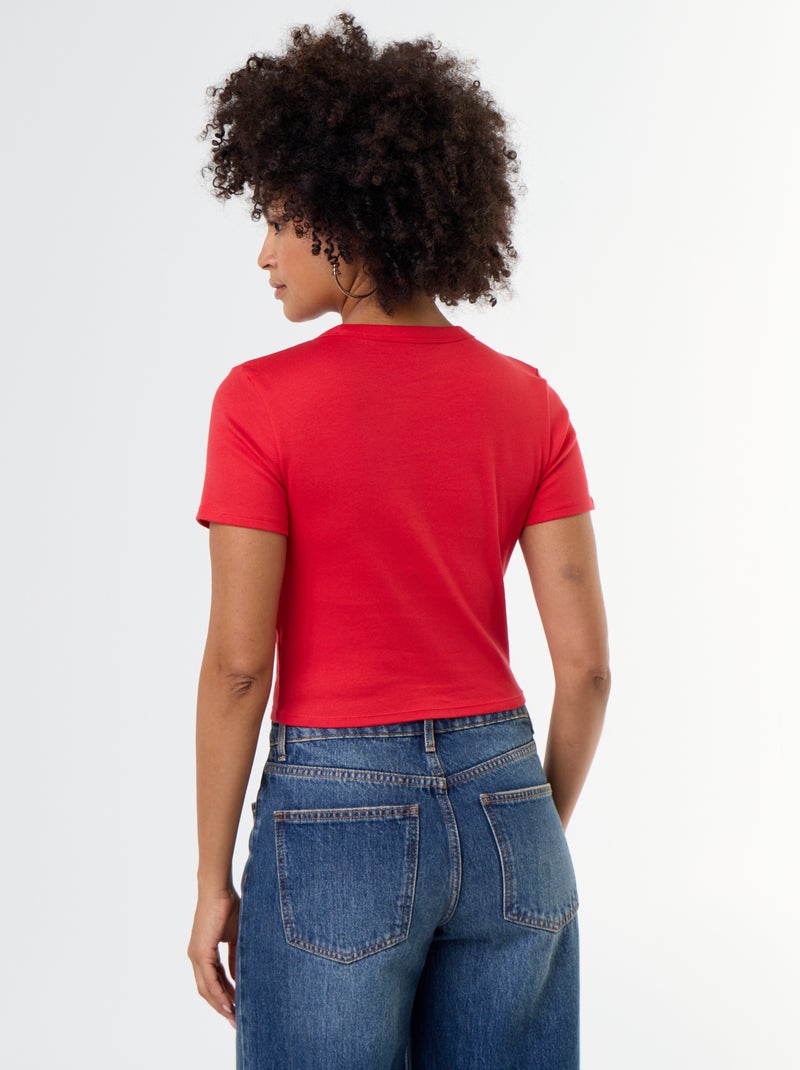 Camiseta crop básica Rojo - Kiabi