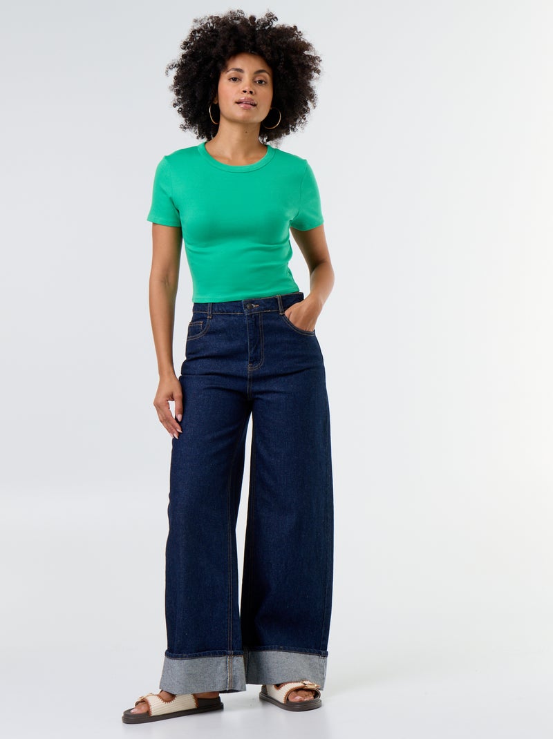 Camiseta crop básica Verde - Kiabi