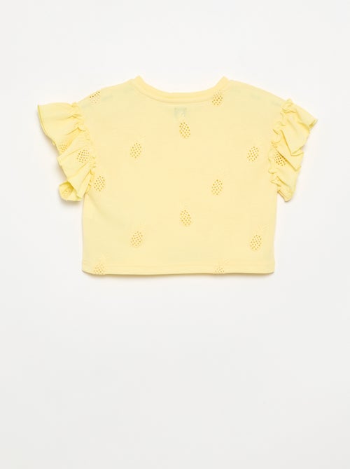 Camiseta crop con bordado inglés - Kiabi