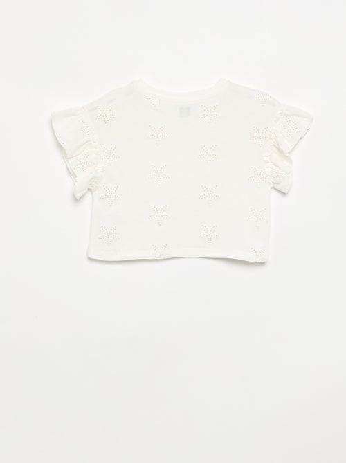 Camiseta crop con bordado inglés - Kiabi