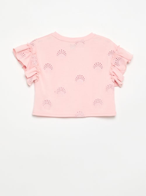Camiseta crop con bordado inglés - Kiabi