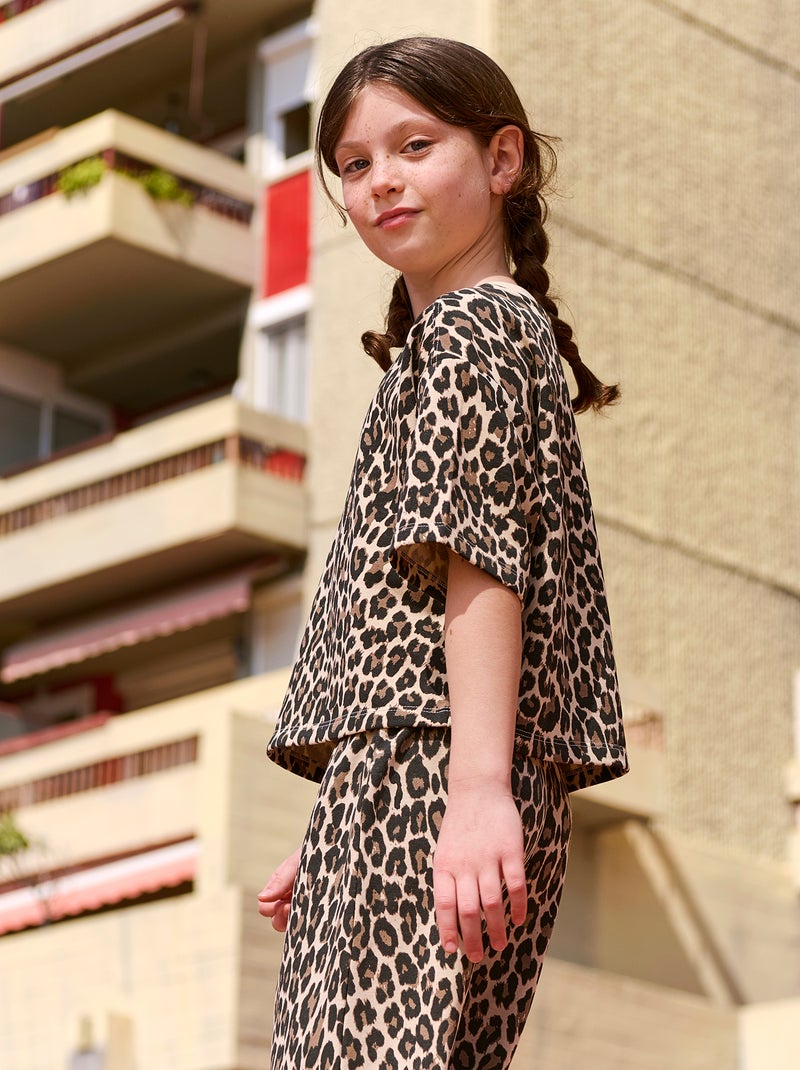 Camiseta crop de manga corta Beige - Kiabi