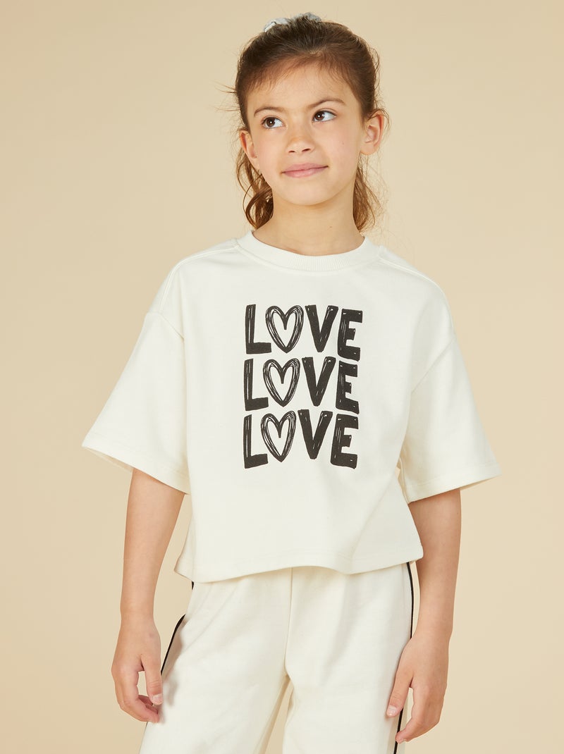 Camiseta crop de manga corta Blanco - Kiabi