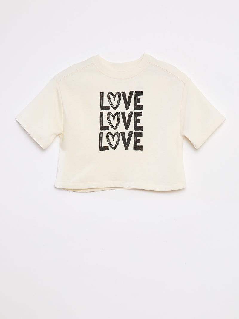 Camiseta crop de manga corta Blanco - Kiabi