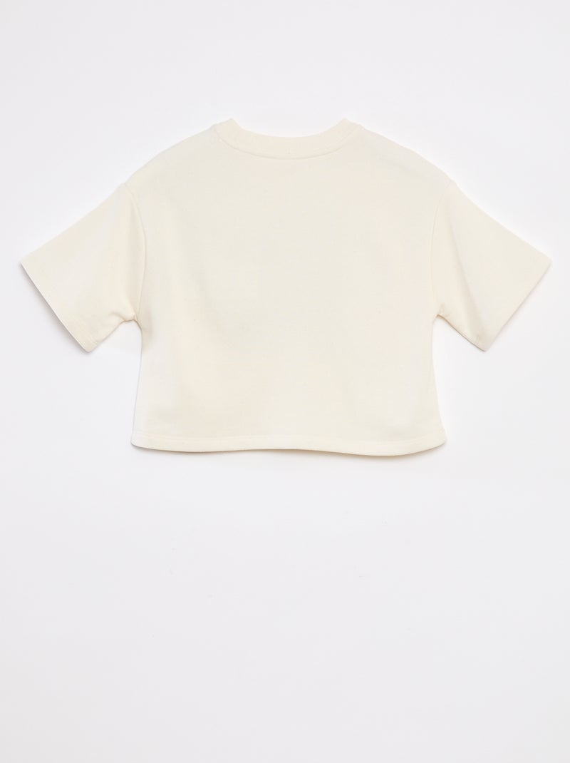 Camiseta crop de manga corta Blanco - Kiabi