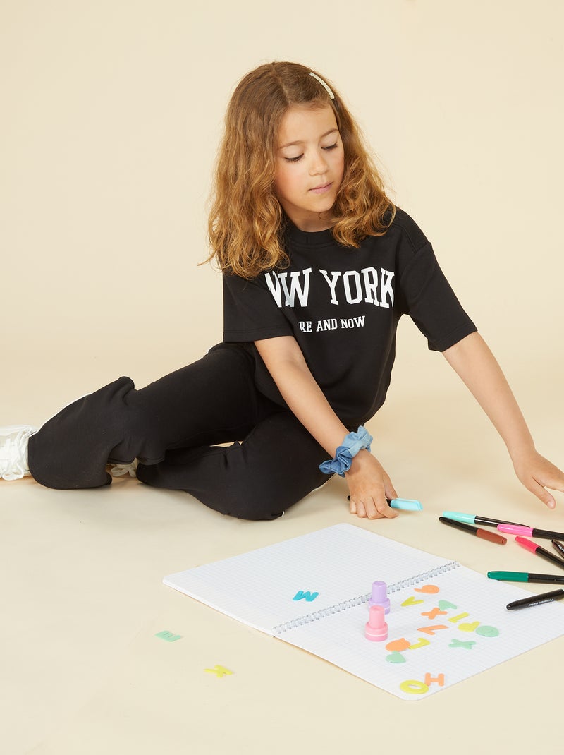 Camiseta crop de manga corta Negro - Kiabi