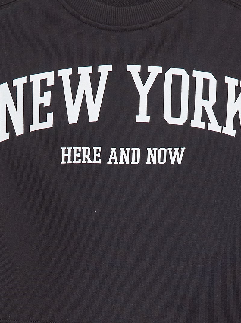 Camiseta crop de manga corta Negro - Kiabi