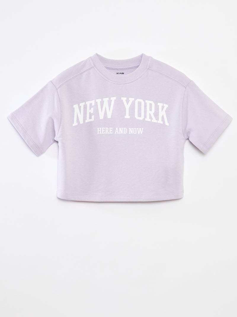 Camiseta crop de manga corta Purpura - Kiabi