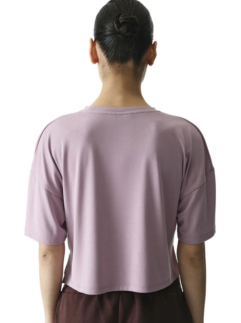 Camiseta crop de modal con abertura penti Lavanda - Kiabi