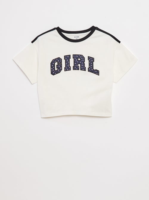 Camiseta crop estilo campus - Kiabi