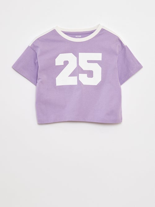 Camiseta crop estilo campus - Kiabi