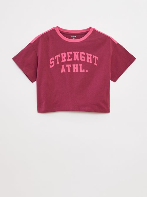 Camiseta crop estilo campus - Kiabi