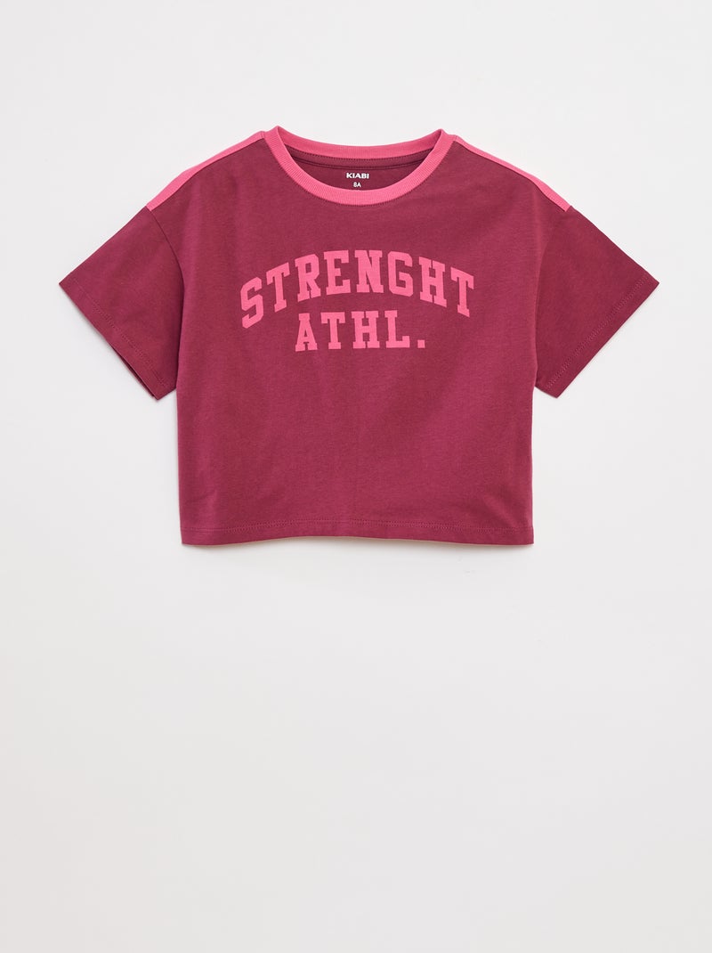 Camiseta crop estilo campus Rojo - Kiabi