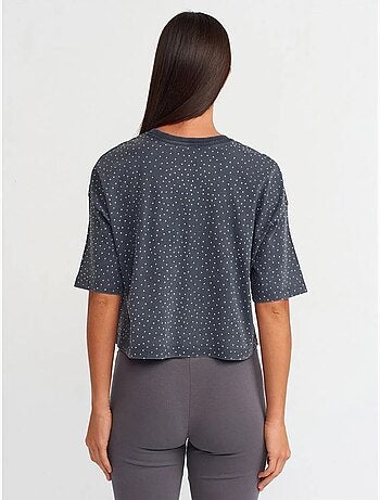 Camiseta crop oversize de algodón con lunares dilvin