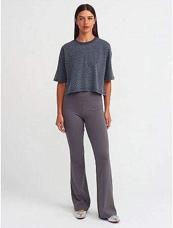 Camiseta crop oversize de algodón con lunares dilvin