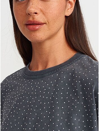 Camiseta crop oversize de algodón con lunares dilvin