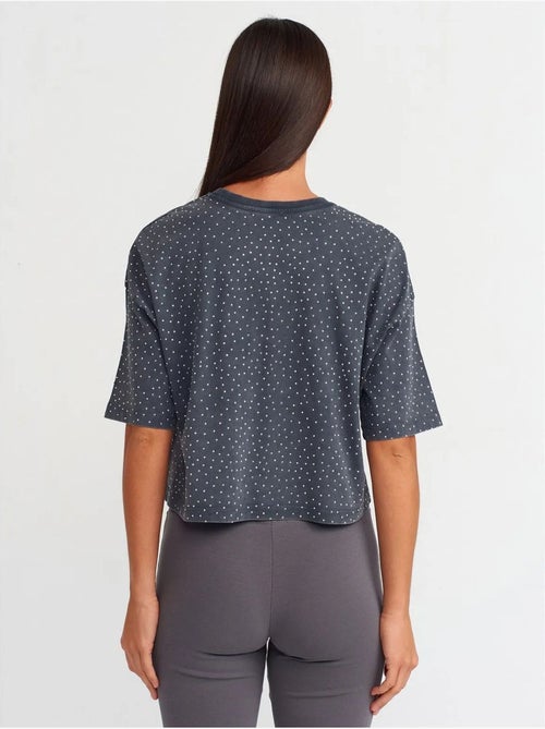Camiseta crop oversize de algodón con lunares dilvin - Kiabi