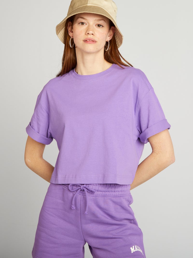 Camiseta crop top ancha PURPURA - Kiabi