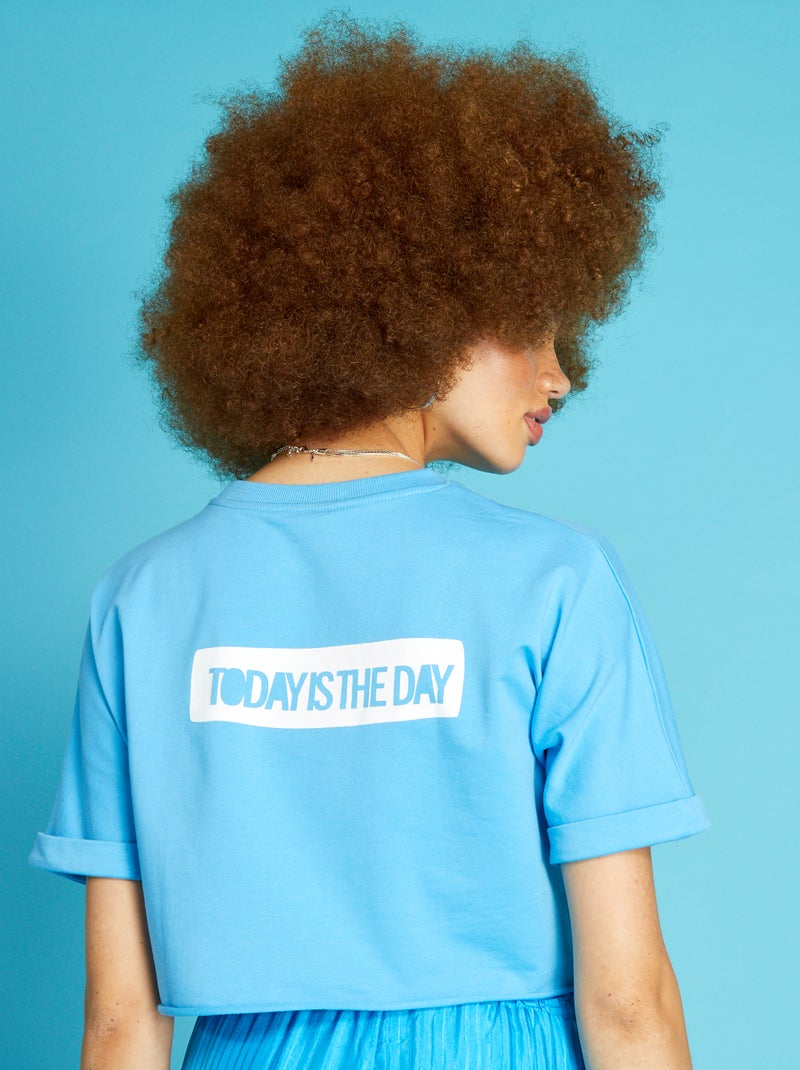 Camiseta crop top AZUL - Kiabi