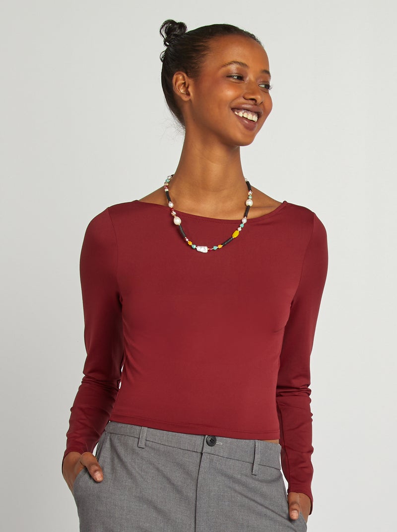 Camiseta crop top cruzada en la parte trasera ROJO - Kiabi