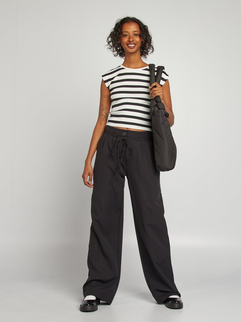 Camiseta crop top de manga corta BLANCO - Kiabi