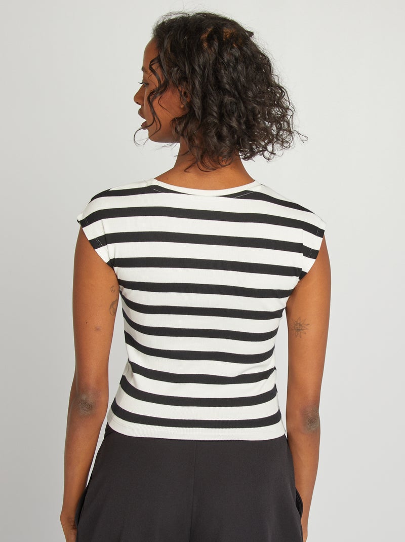 Camiseta crop top de manga corta BLANCO - Kiabi