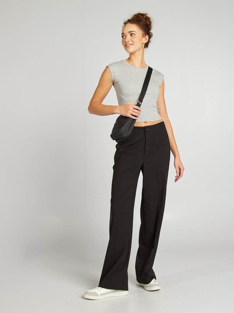 Camiseta crop top de manga corta GRIS - Kiabi