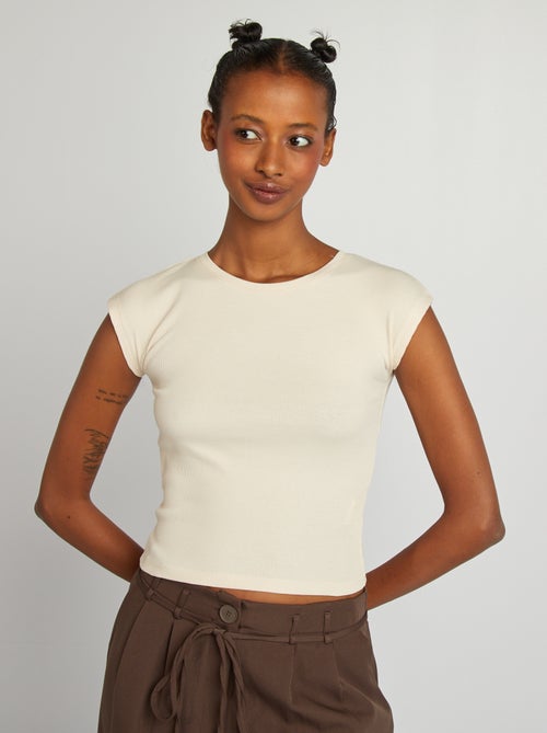 Camiseta crop top de manga corta - Kiabi