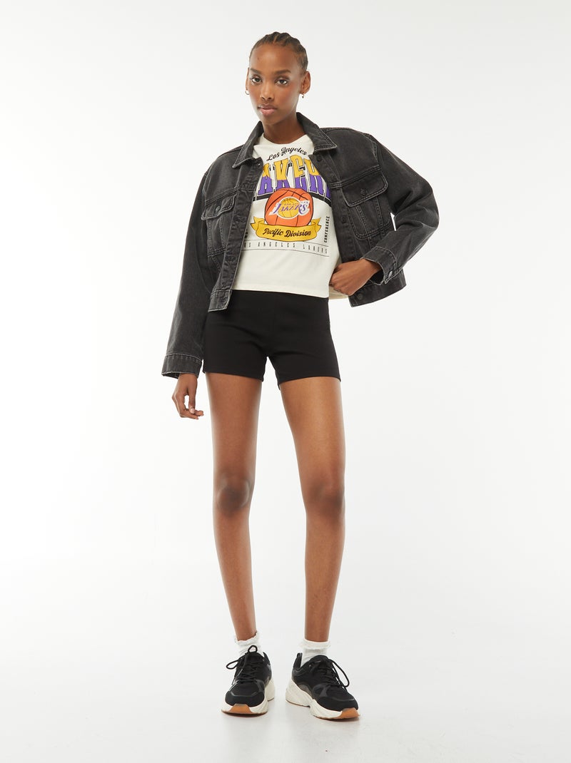 Camiseta crop top de manga corta 'Lakers' BLANCO - Kiabi