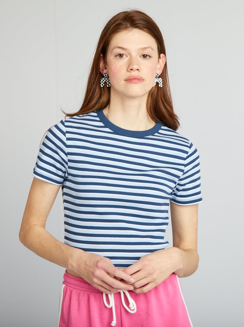 Camiseta crop top marinera AZUL - Kiabi