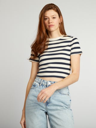 Camiseta crop top marinera