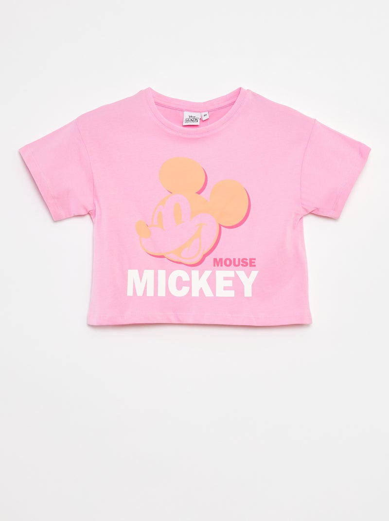 Camiseta crop top 'Mickey' Rosa - Kiabi
