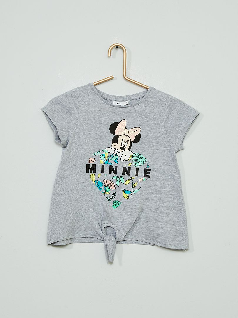 Camiseta crop top 'Minnie' de 'Disney' gris chiné - Kiabi
