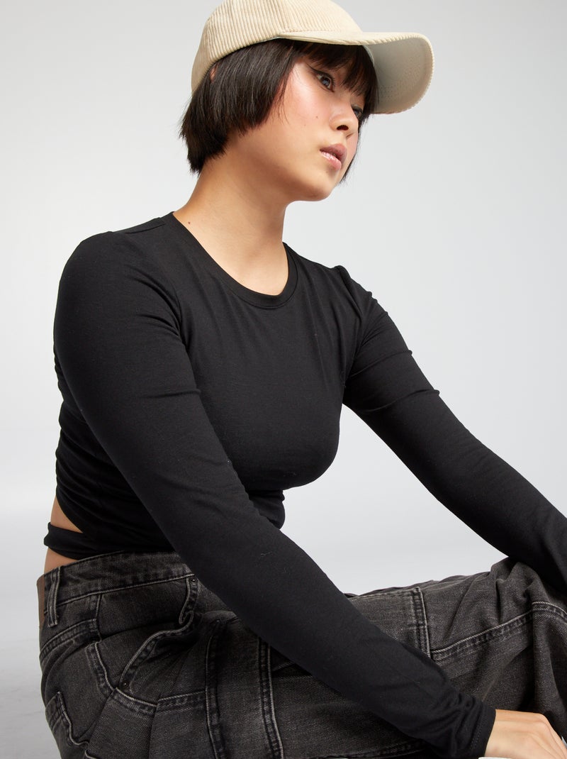 Camiseta crop top negro - Kiabi