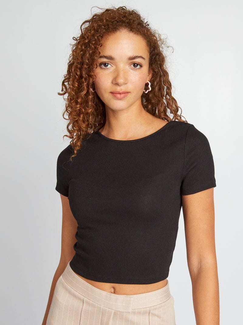 Camiseta crop top NEGRO - Kiabi