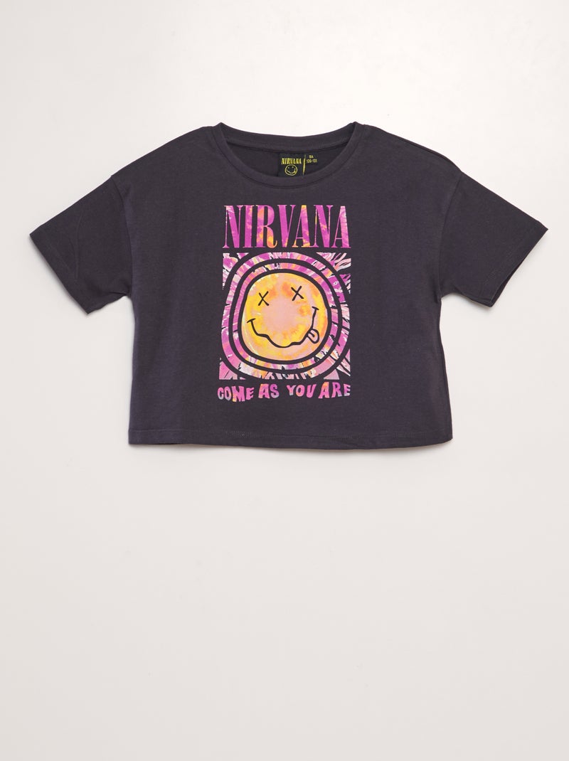 Camiseta crop top 'Nirvana' NEGRO - Kiabi