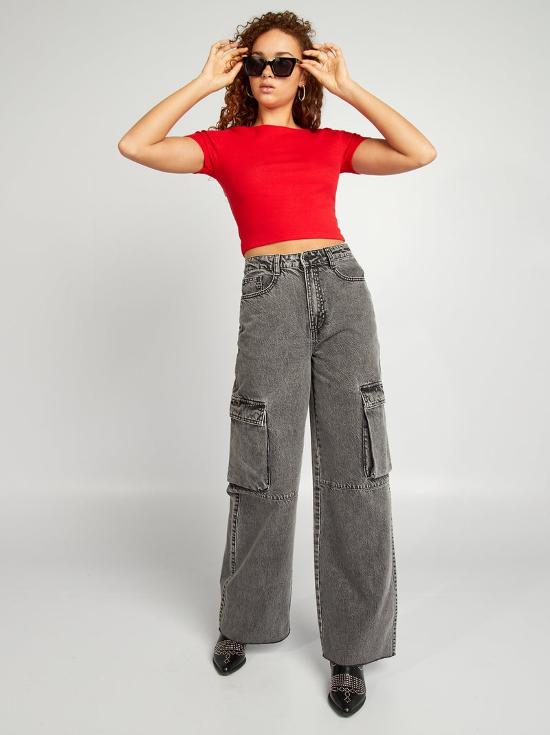 Camiseta crop top ROJO - Kiabi