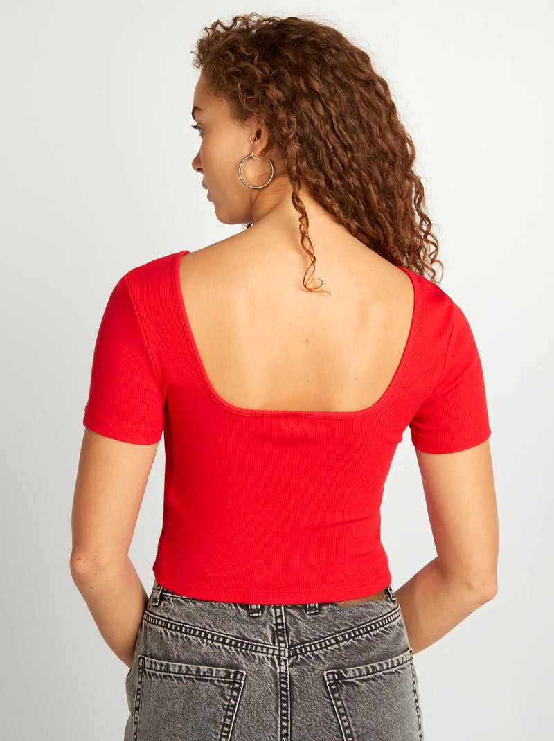 Camiseta crop top ROJO - Kiabi