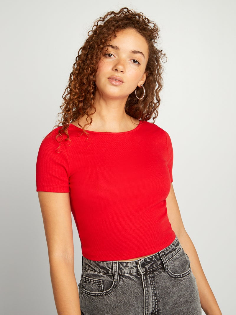 Camiseta crop top ROJO - Kiabi