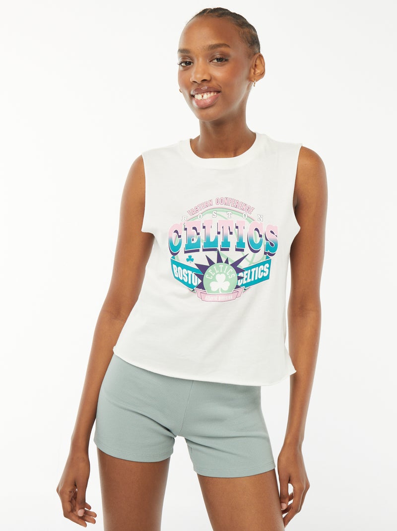 Camiseta crop top sin mangas 'Celtics' 'Boston' BLANCO - Kiabi