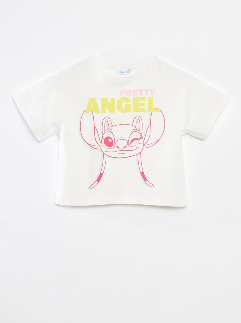Camiseta crop top 'Stitch' Blanco - Kiabi