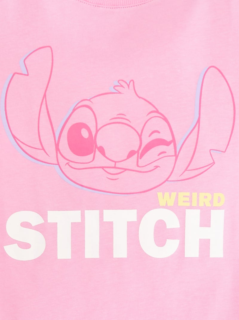 Camiseta crop top 'Stitch' Rosa - Kiabi