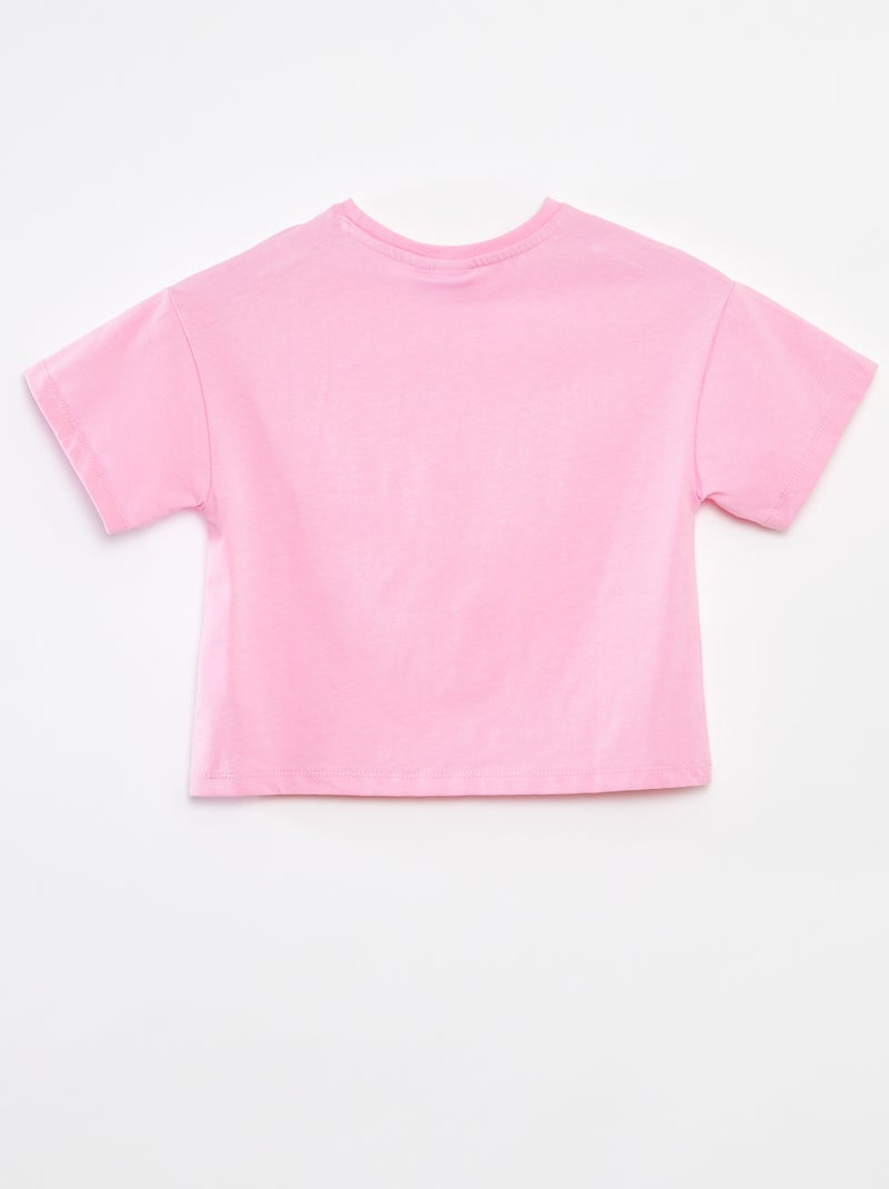 Camiseta crop top 'Stitch' Rosa - Kiabi