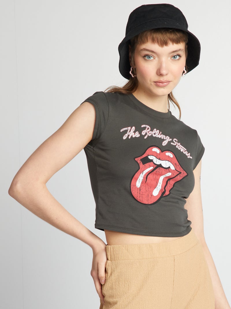 Camiseta crop top 'The Rolling Stones' GRIS - Kiabi
