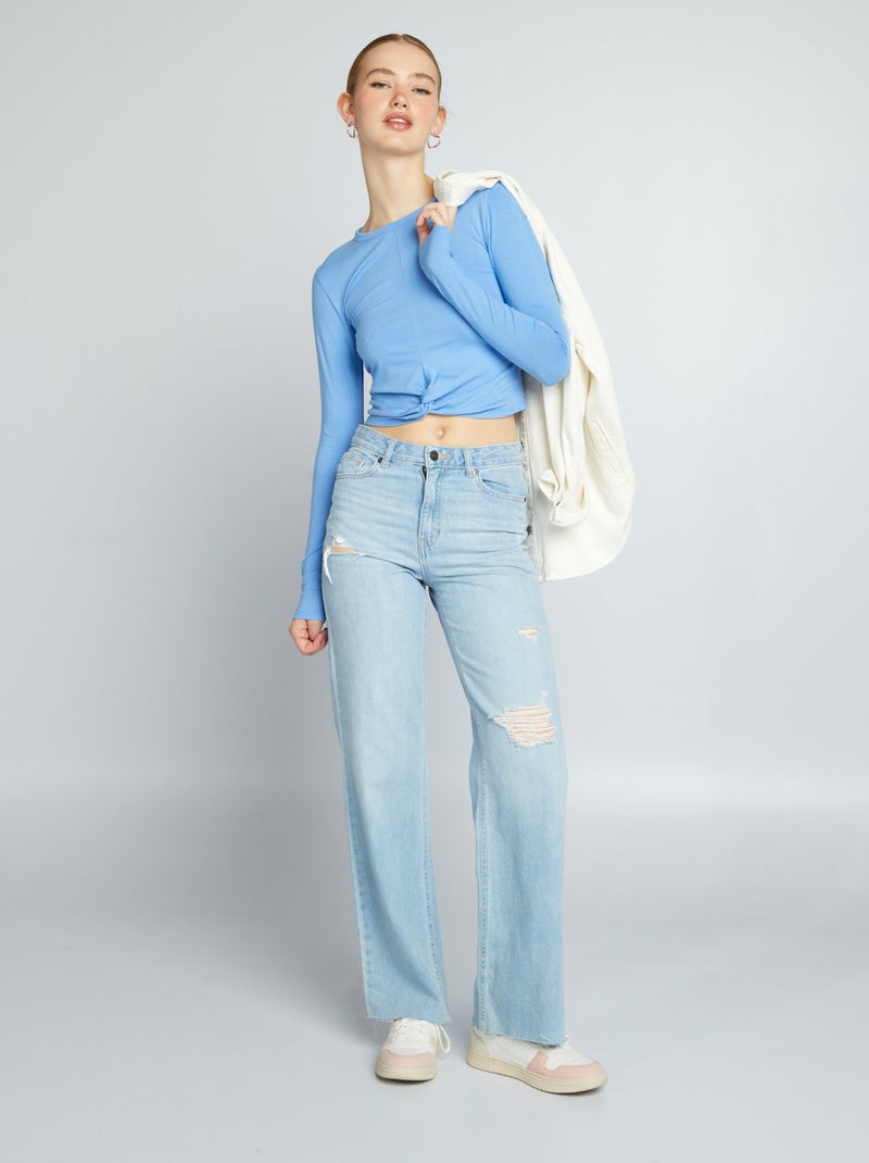 Camiseta cropped AZUL - Kiabi