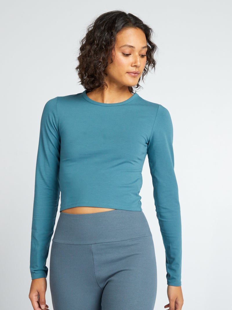 Camiseta cropped azul oscuro - Kiabi