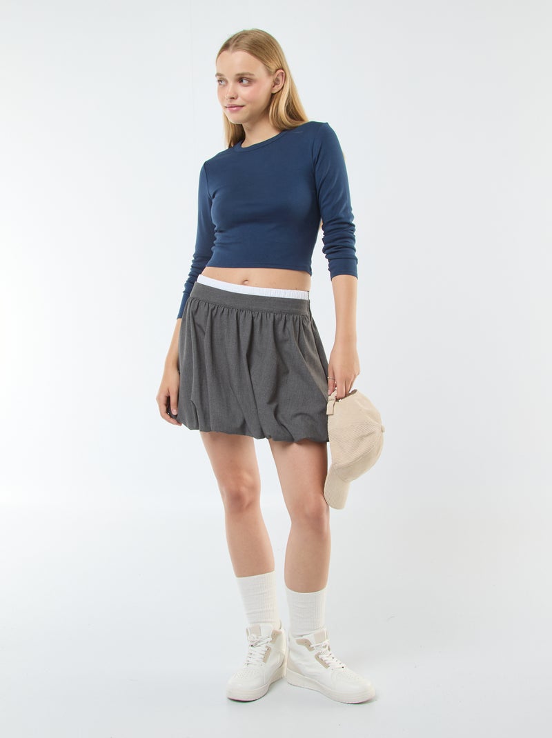 Camiseta cropped básica Azul - Kiabi
