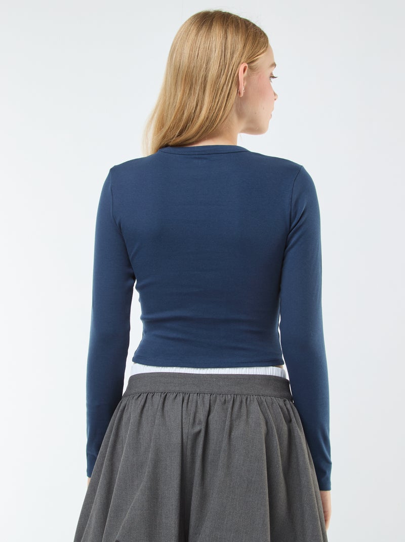 Camiseta cropped básica Azul - Kiabi