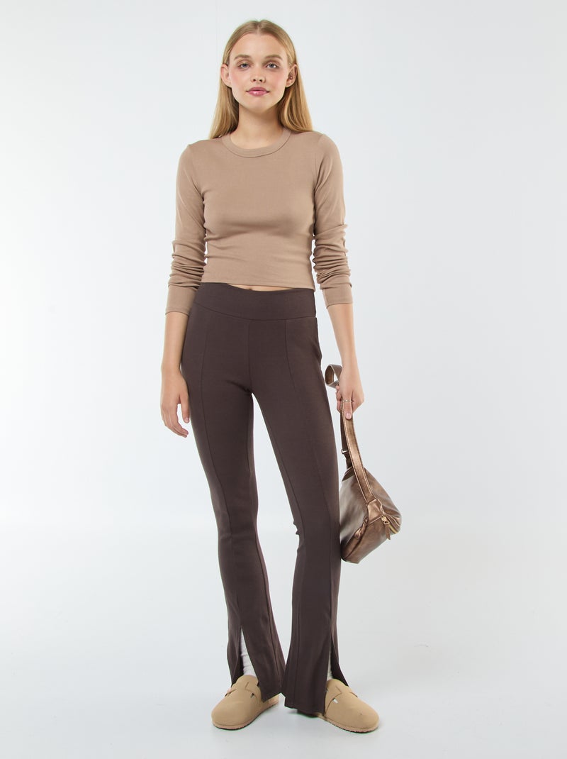 Camiseta cropped básica Beige - Kiabi